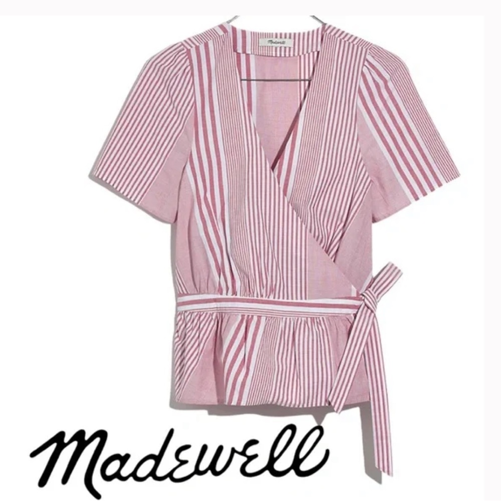 Madewell Women’s Ruffle-Hem Wrap Top in Stripe
